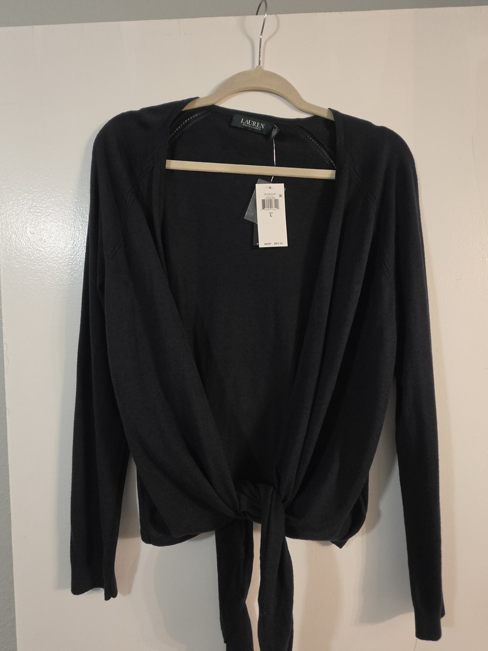 Lauren Ralph Lauren Navy Blue Tie-Front Cardigan